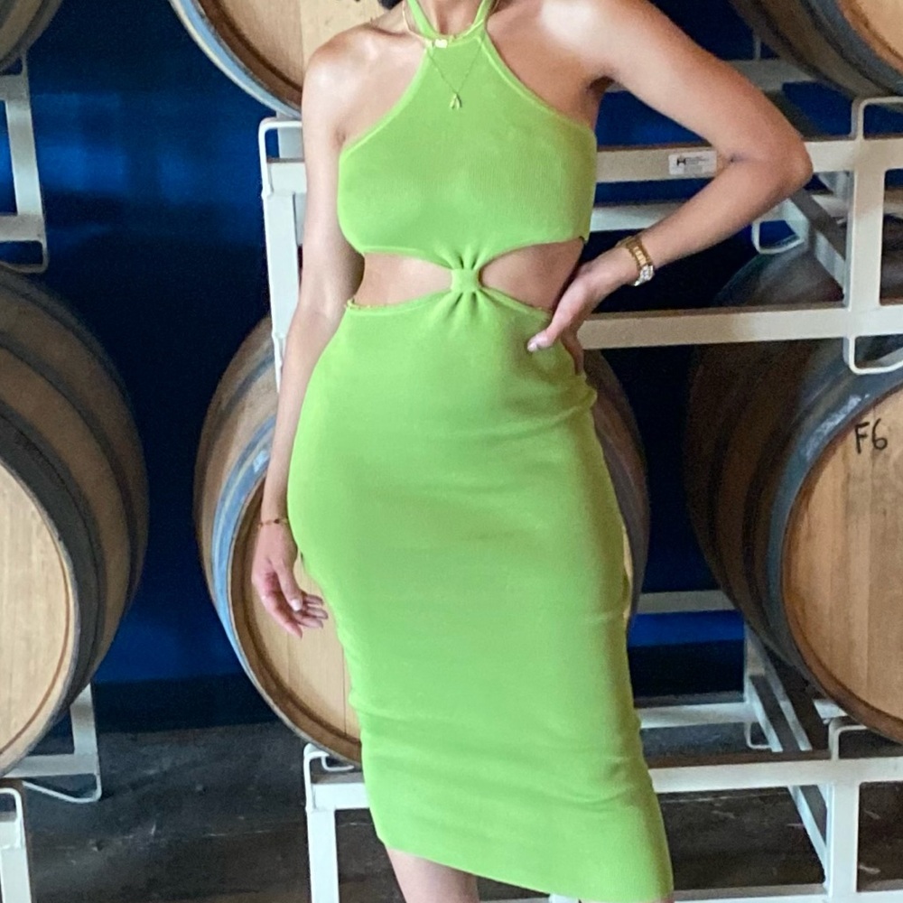 Green Halter Cut-Out Dress